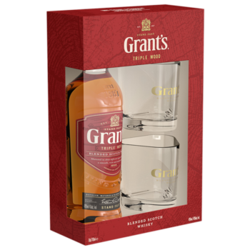 Виски Grant's Triple Wood 3 года 0,7 л в подарочной упаковке + 2 стакана